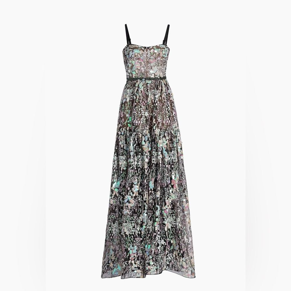 NWOT Bronx and Banco Midnight Embroidered A-Line Gown, size XS